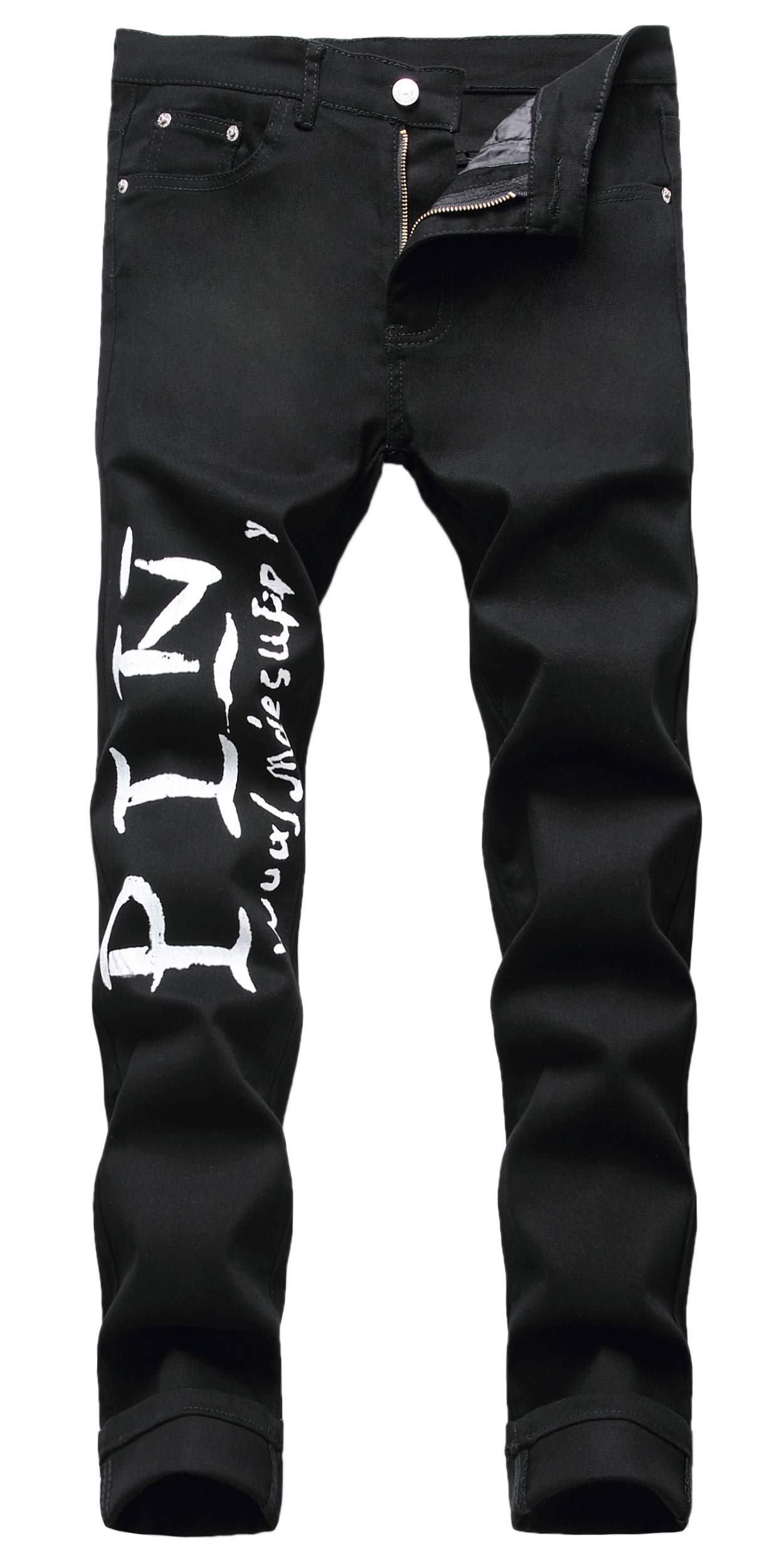 Enrica Men's Casual Printed Jeans Skinny Denim Pants