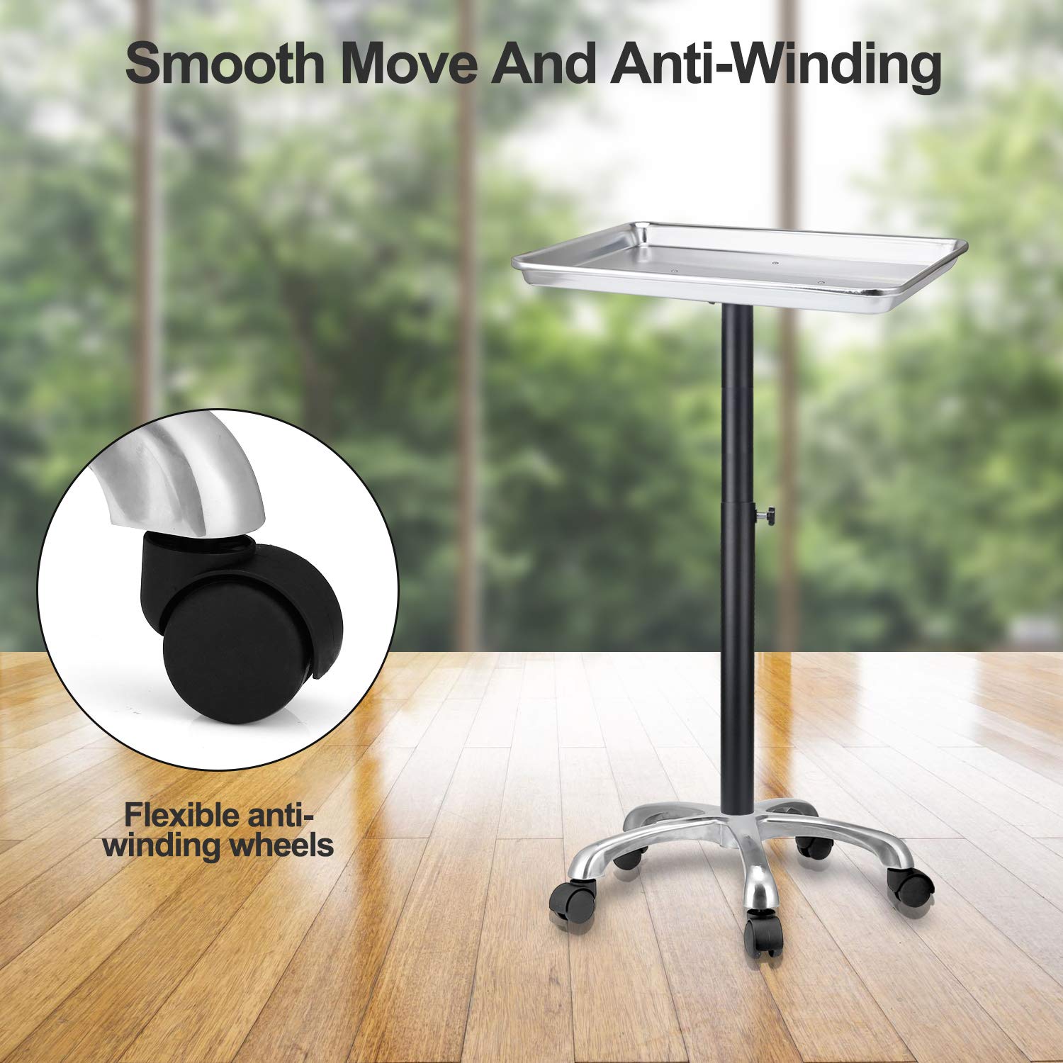 Salon Tray, Height Adjustable Salon Tray on Wheels with Thickened Aluminum Alloy Bracket, Hair Color ServiceTray Durable and Non-Rusting: Beauty