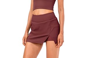 FEOYA Women Side Slit Tennis Golf Athletic Skort Skirt with Lined Shorts for School Student Girl