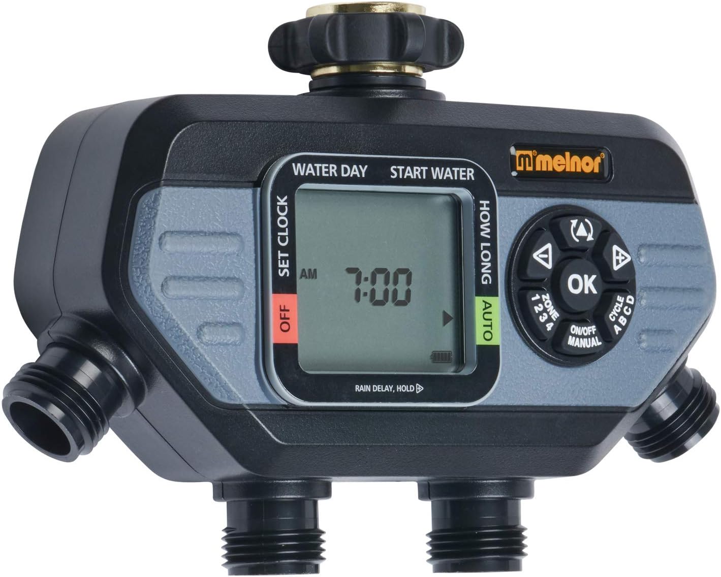 Melnor 65038-AMZ HydroLogic 4-Zone Digital Water Timer with 5 Stainless Steel Filter Washers Set,  Bundle : Garden & Outdoor