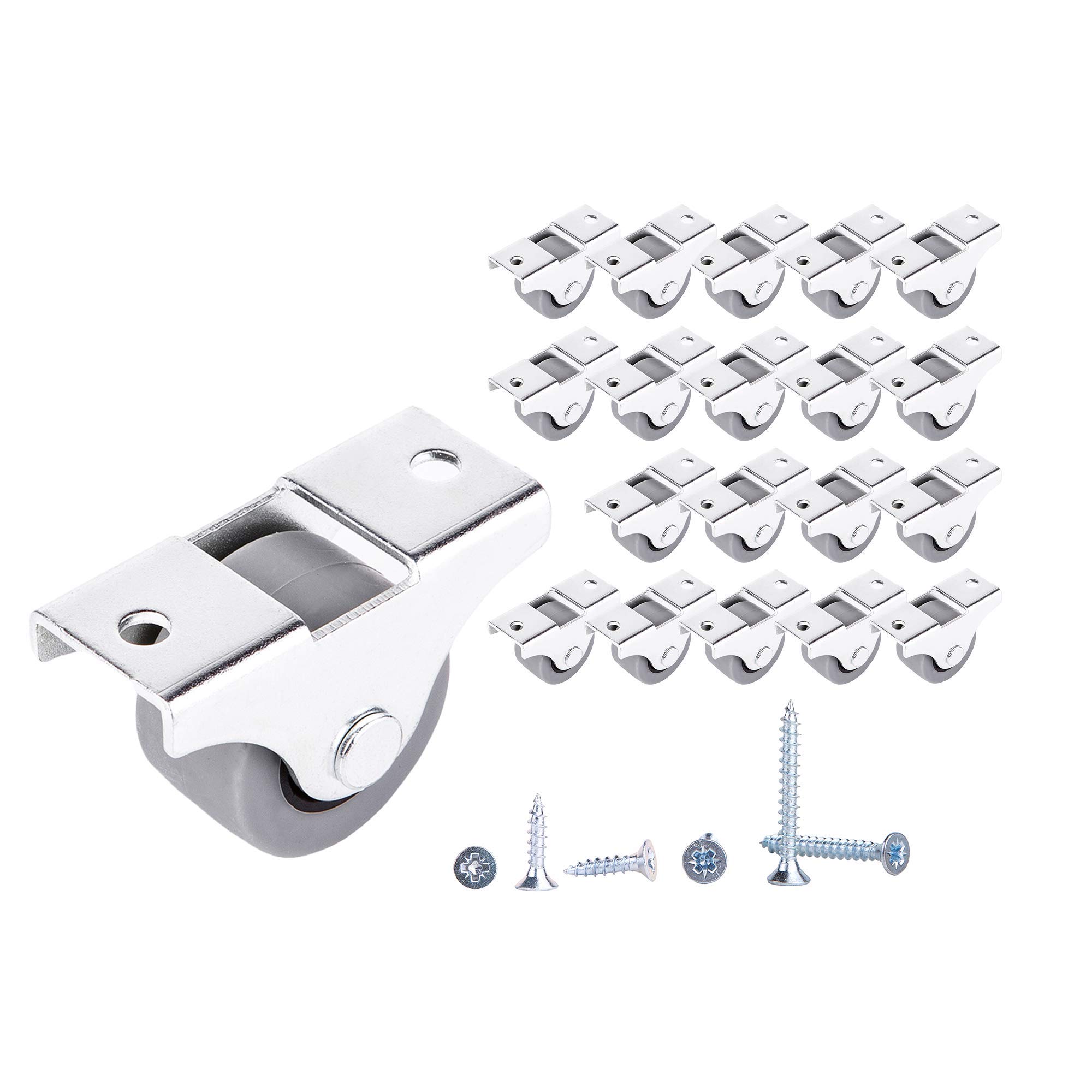 Diforma 20-Piece Set of 25 mm Caster Wheels with Rubber and Plastic Material for Furniture and Equipment, Swivel, Load Capacity 20 kg, Unit Count 20