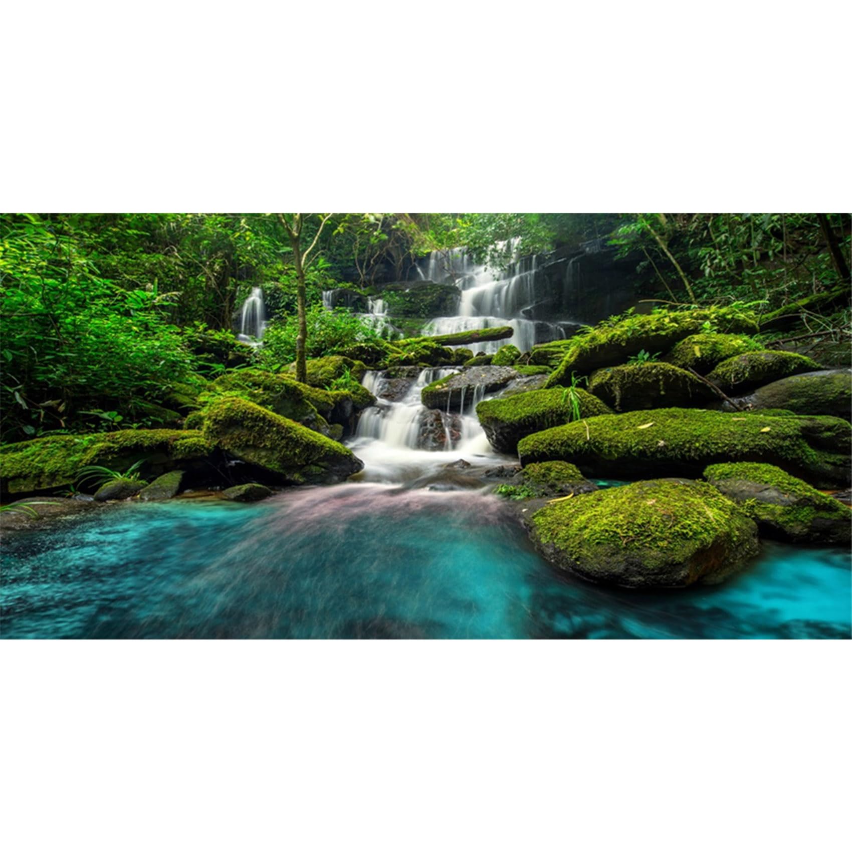 MIRRORANG 61x41cm Waterfall Terrarium Background Tropical Rainforest Aquarium Background Mountain Lake Green Tree Reptile Habitat Background Vinyl — image 1