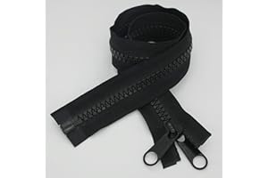 Leekayer 2PCS #10 24 Inch Heavy Duty Zippers for Sewing Separating Large Plastic Zippers Black Tape with Double Pull Tab Slider, Sleeping Bag, Boat, Canvas, Cover, Trampoline, Dog Bed,Tent (24" 2pcs)