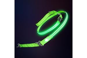 PetIsay Night Walking LED Dog Leash - 6FT Reflective & Waterproof Light Up Safety Leashes for Dogs - USB Rechargeable, Green