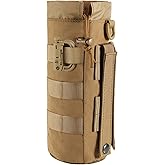 FRTKK Tactical MOLLE Water Bottle Pouch with Drawstring Open Top & Mesh Bottom, Military Water Bottle Holder Bag Sports Travel Hydration Carrier