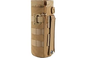 FRTKK Tactical MOLLE Water Bottle Pouch with Drawstring Open Top & Mesh Bottom, Military Water Bottle Holder Bag Sports Travel Hydration Carrier