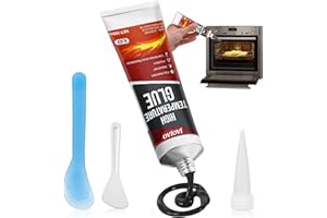 JAOJAO High Temp Silicone Sealant, Heat Resistant Glue High Temperature Sealant with Brush Glass Cooktop Repair Kit Fast Drying Waterproof for Oven, Microwave 100ml (Black)
