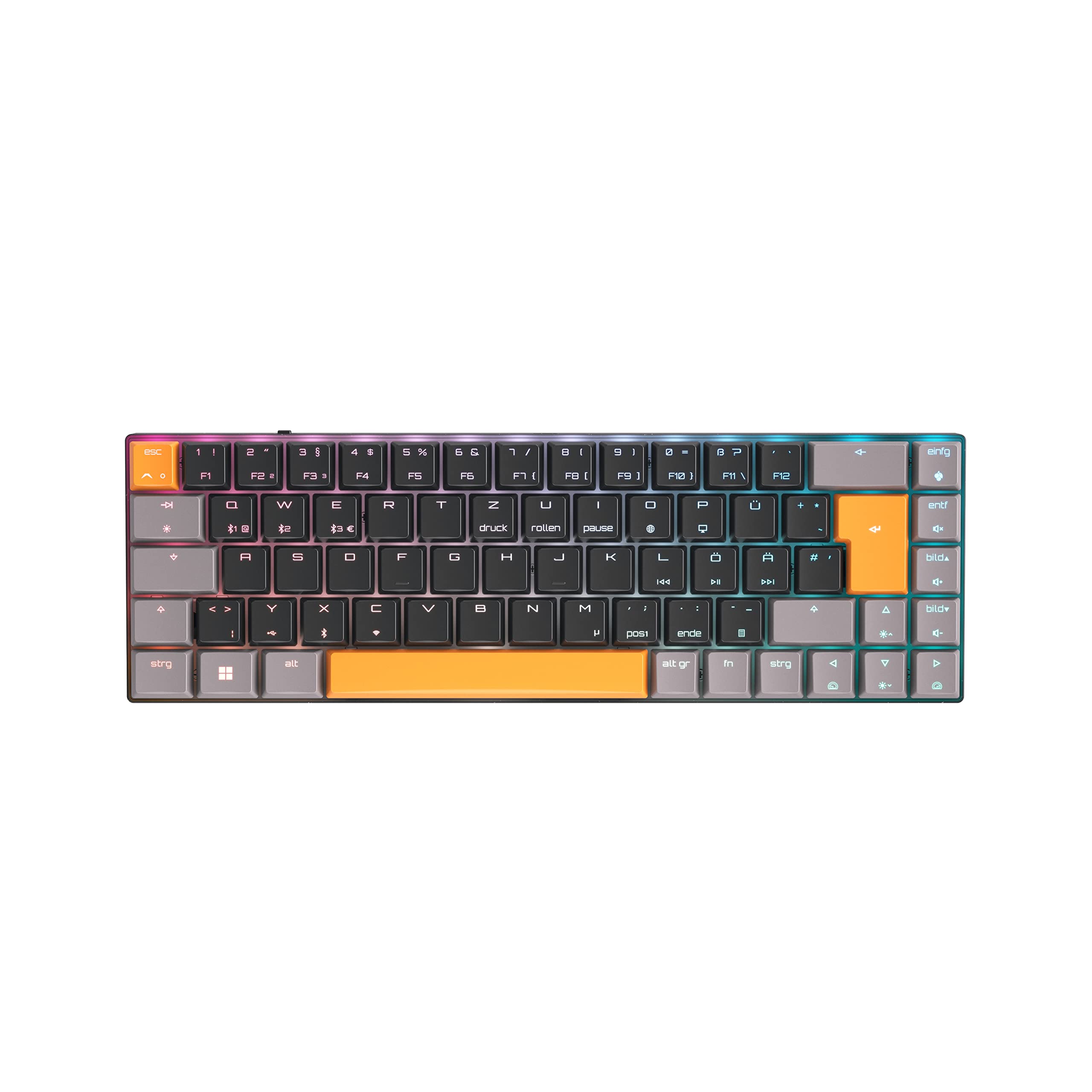 CHERRY MX-LP 2.1 Compact Wireless, Kabellose Gaming-Tastatur mit 69 Tasten, Deutsches Layout (QWERTZ), Mechanische MX Low Profile Speed Switches, Schwarz