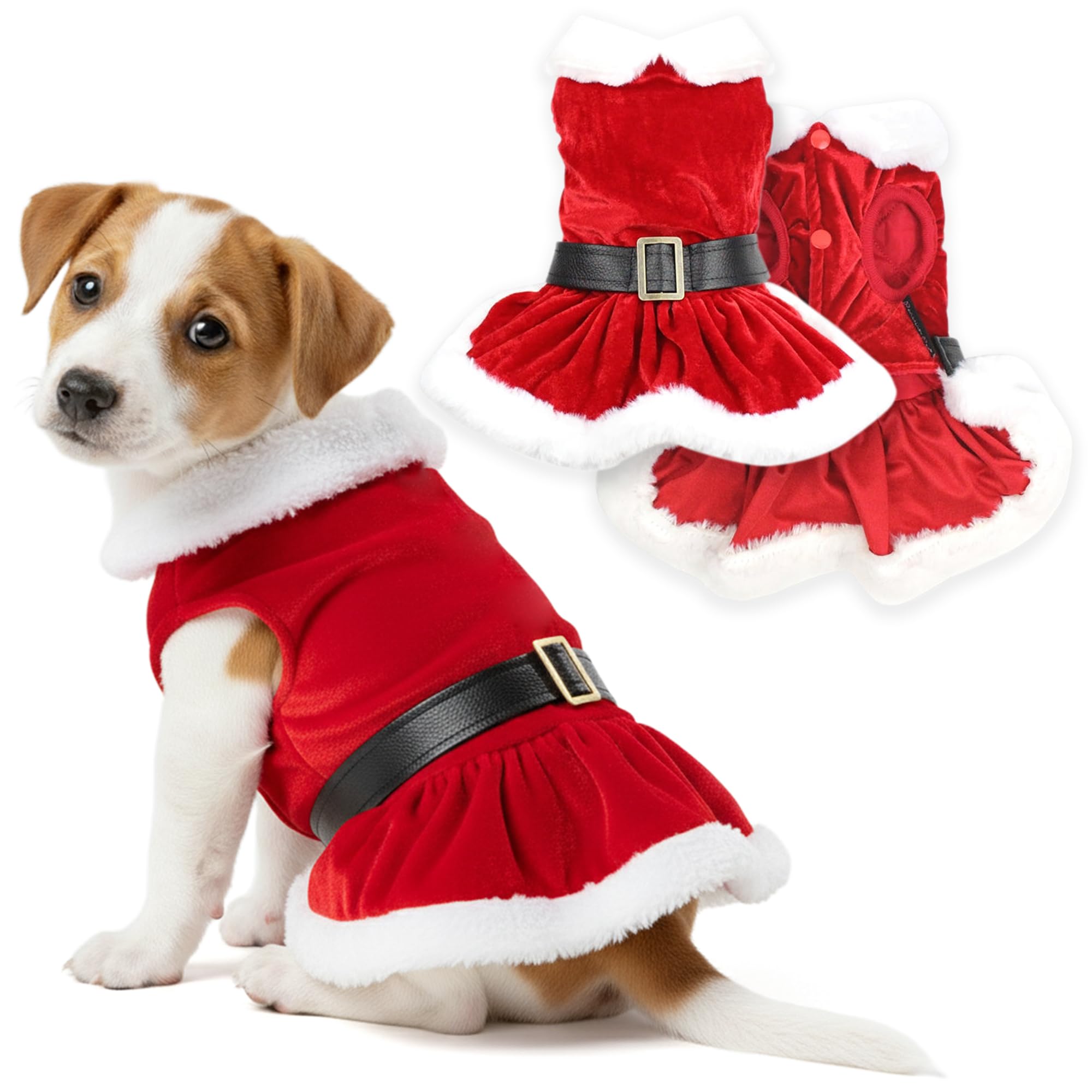 Parisian Pet Dog Cat Pet Xmas Holiday Christmas Mrs Claus Winter Dress, XS