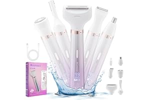 Electric Razor for Women, BestMal 5 in 1 Rechargeable Electric Shaver for Women: Waterproof, Portable & Skin-Friendly - Painless Hair Remover, Ideal Bikini Trimmer and Hair Remover for Wet/Dry Shaving