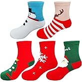 Yderobe Christmas Socks for Boys Girls 5 Pairs Xmas Sock for Unisex Toddler Baby Holiday Carnival Sock Kids Santa Socks