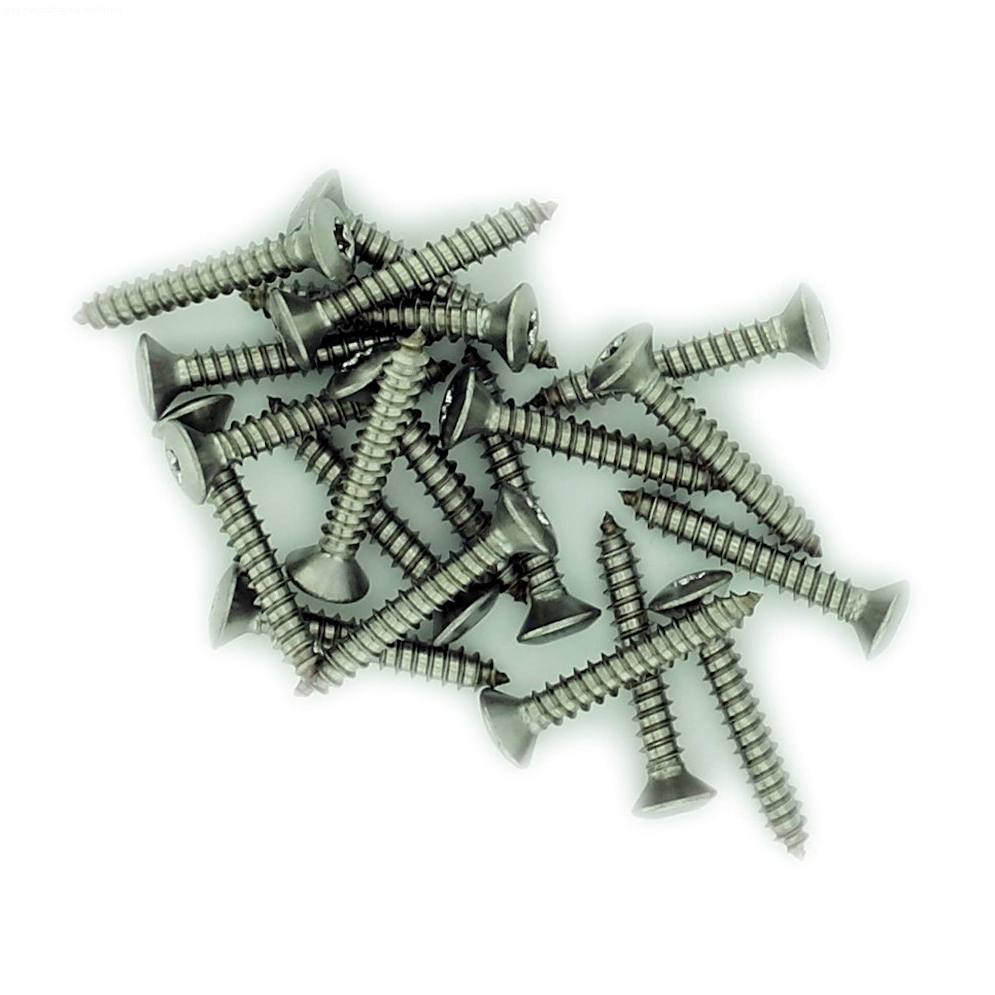 No.7 x 1.5 (3.9mm x 38mm) TX Raised Countersunk Self-Tapping Screw - Stainless Steel (A2) (Pack of 20)