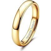 Jstyle 2mm 4mm 6mm 8mm Tungsten Rings for Men Women Hypoallergenic Wedding Band Rings Gold/Silver Domed High Polish Comfort Fit Size 6-12 Not Tarnished