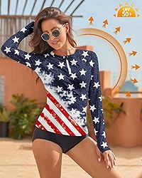 WOWENY Women Rash Guard Long Sleeve Swimsuit Top