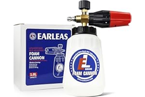 EARLEAS Foam Cannon for Pressure Washer, 1 Liter Bottle, 1/4 Inch Quick Connector, Professional Snow Foam Lance for Car, Glass, Wall, and Exterior Surface Cleaning