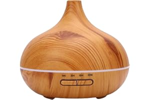 ZJchao Aromatherapy Diffuser Humidifier Silent Wood Grain USB Essential Oil Diffuser with Remote Control 550ml for Home Offic