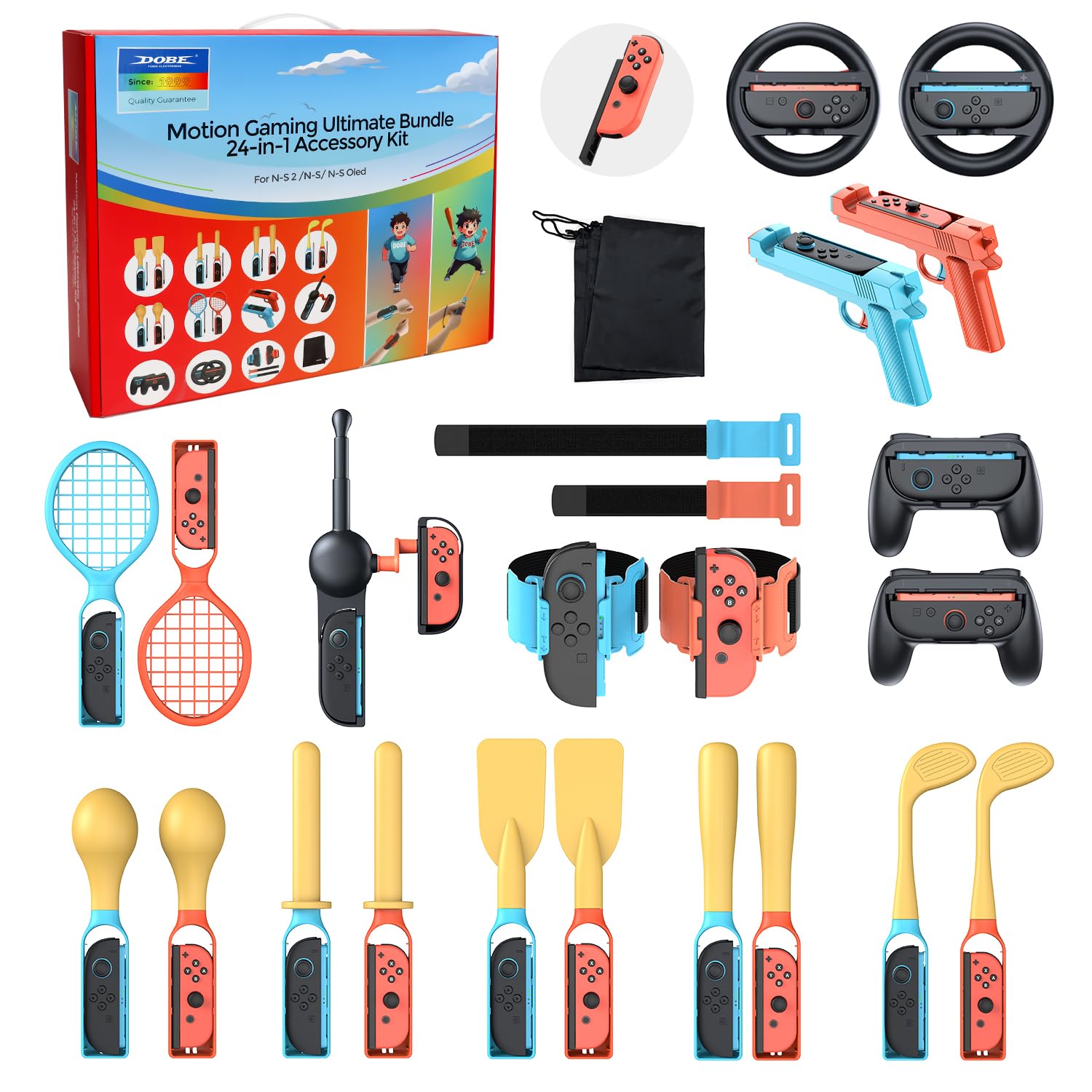 Photo 1 of [??? ?????? ?/?] 24 in 1 Accessories Kit for Nintendo Switch Sports,Switch Sport Accessories Set for Nintendo Switch 2/Switch1/OLED for Joy-Con 2,Family Party Kit for Switch Sports Games