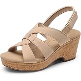 DREAM PAIRS Women's Wedge Sandals Comfortable Open Toe Platform Casual Dressy Cork Summer Dress Shoes