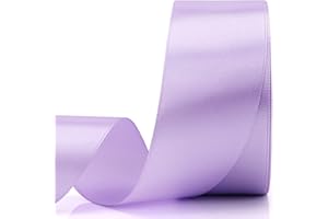 Baocuan 1-1/2 inch Lavender Solid Satin Ribbon 25 Yards 100% Polyester Fabric Soft and Durable for Wedding Invitations, Bridal Bouquets, Sewing, Party Decorations, Gift Wrapping and More
