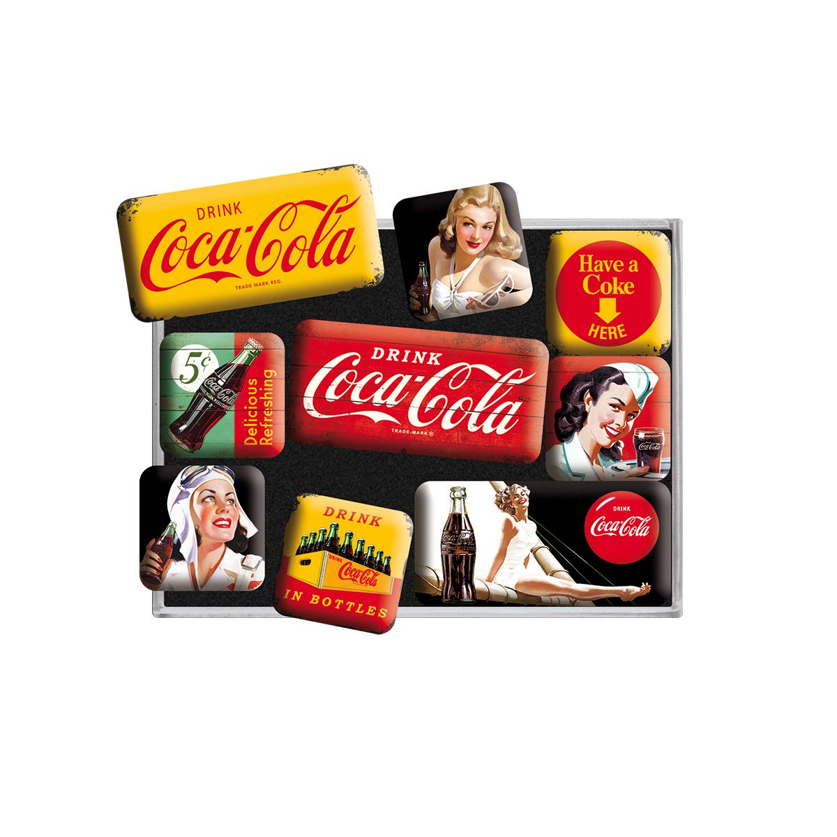 Coca-Cola Yellow Set Of 9 Mini Fridge Magnets