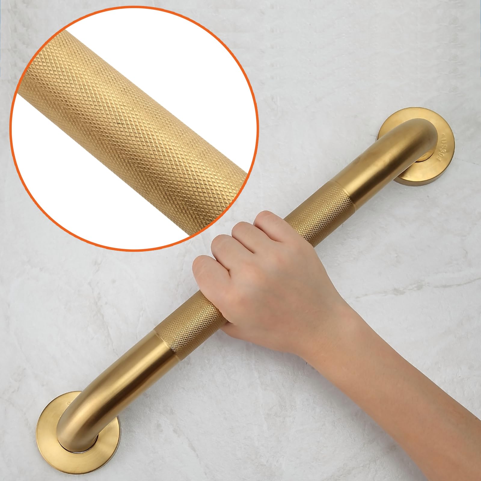 Shower Grab Bar, 2 Pack 16 Inch Gold Bathroom Grab Bar, 1.25