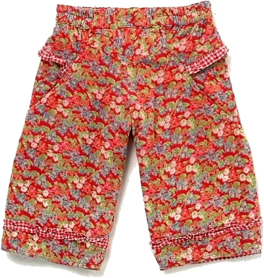 Room Seven Infant Girls Red Floral Corduroy Pants (80/18 Months)