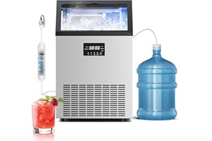 LIONCHO Commercial Ice Maker Machine 150 Lbs/24H Stainless Steel, with 50Lbs Storage Bin, Under Counter or Freestanding Ice Maker, 45 Ice Cubes in 8-15 Minutes for Home & Commercial