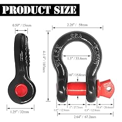 Jamiikury 2 Pcs Shackles 1/2" D Ring Shackle 12 Ton