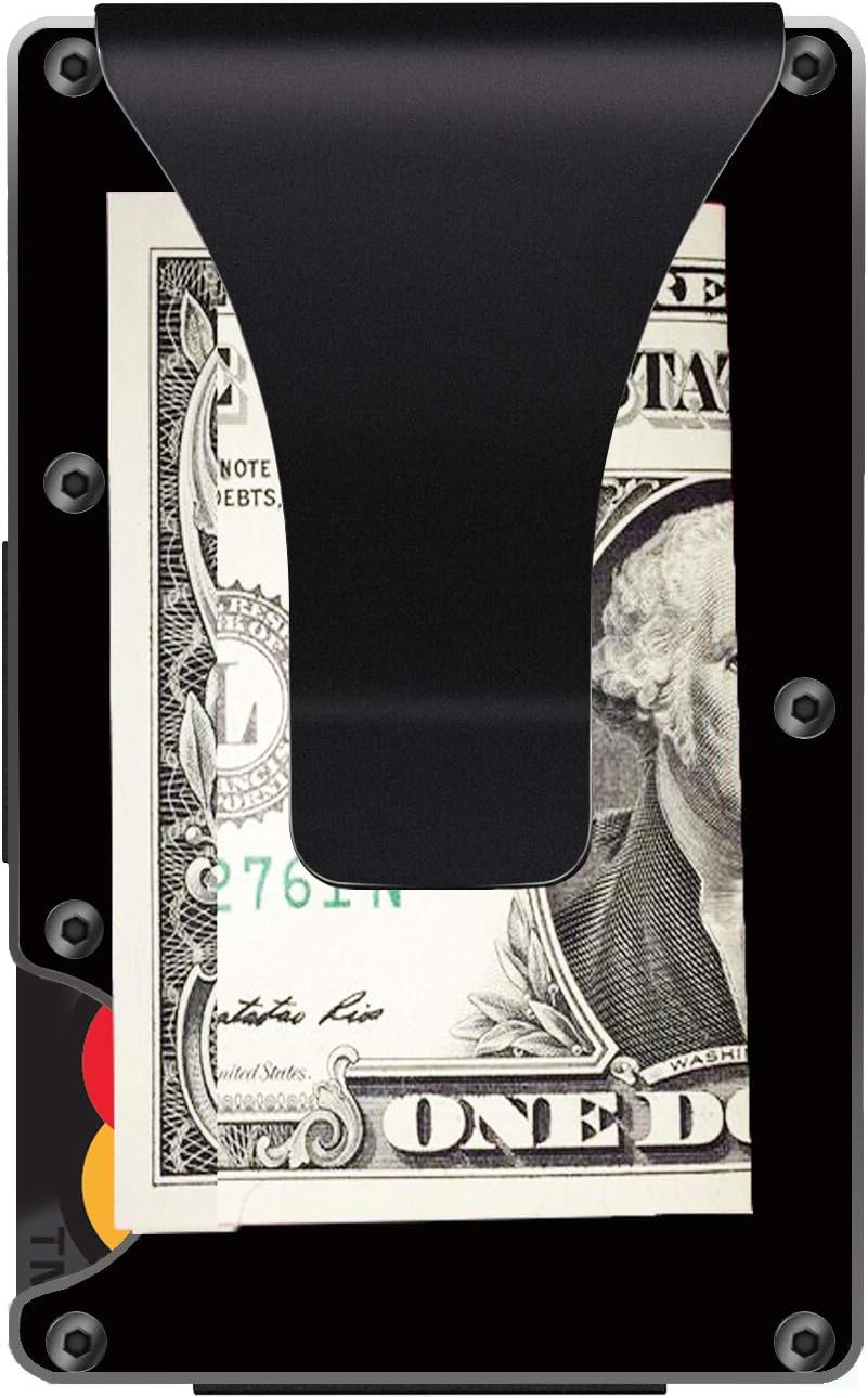 Carbon Fiber Aluminum Mens Wallet Money Clip Wallets for Men RFID Blocking Minimalist Wallet, Slim Wallet