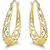 Barzel 18K Gold Plated Filigree Hoop Earrings