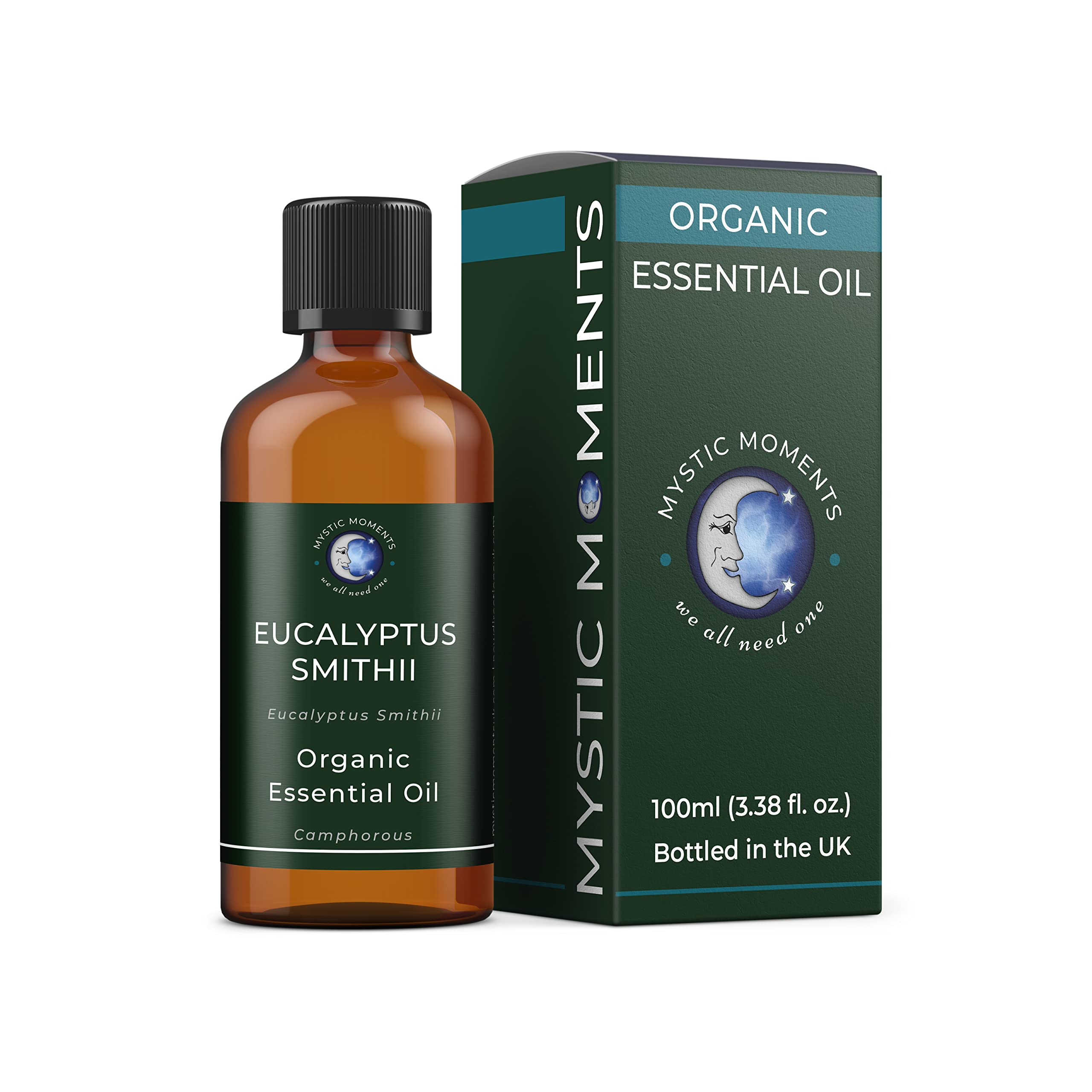Mystic Moments | Organic Eucalyptus Smithii (Gully Gum) Essential Oil 100ml - Pure & Natural Oil for Diffusers, Aromatherapy & Massage Blends Vegan GMO Free