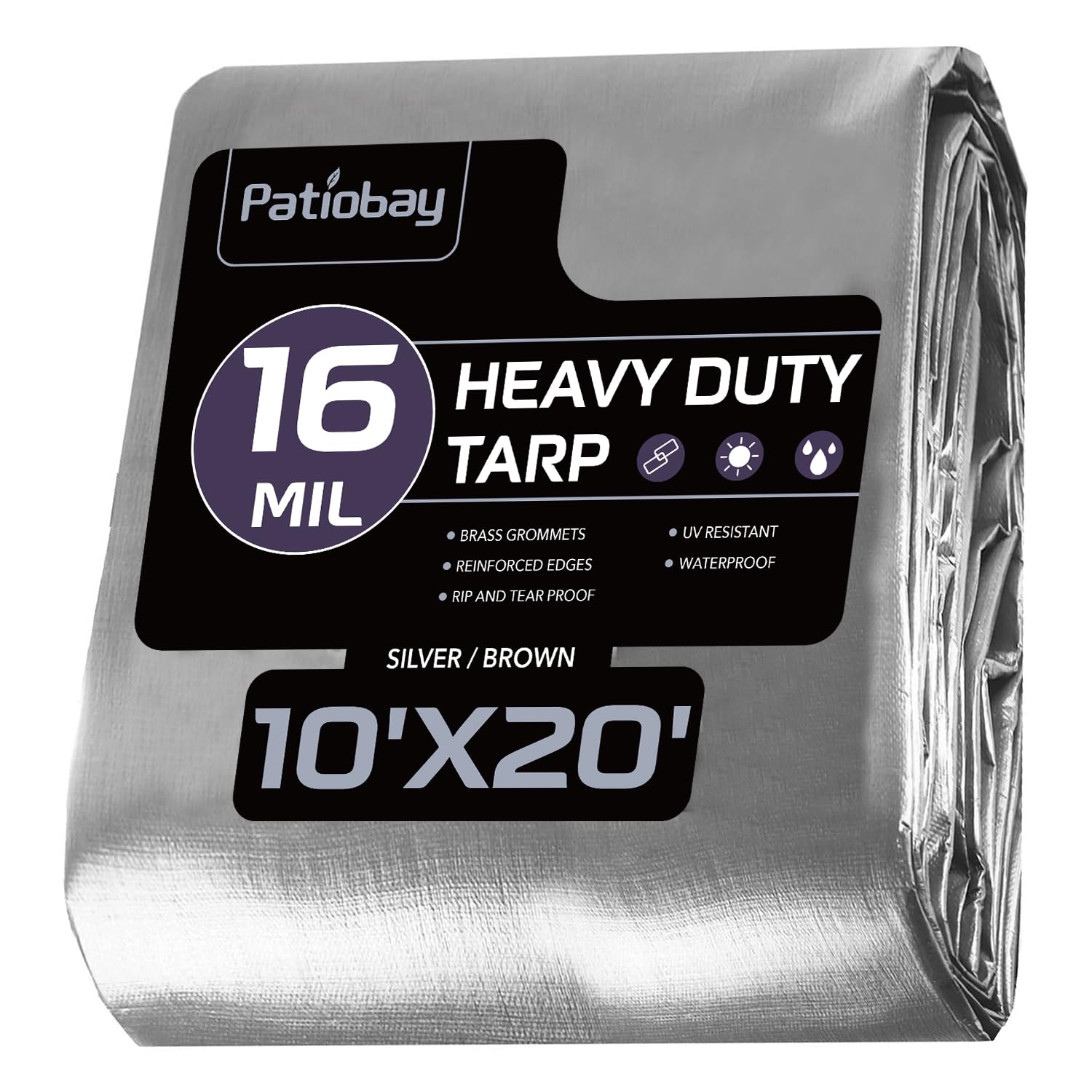 Patiobay Tarp 10x20FT, 16 Mil Large Tarp, Tarps