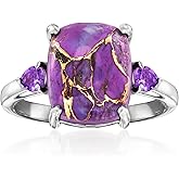 Ross-Simons Purple Turquoise and .20 ct. t.w. Amethyst Ring in Sterling Silver