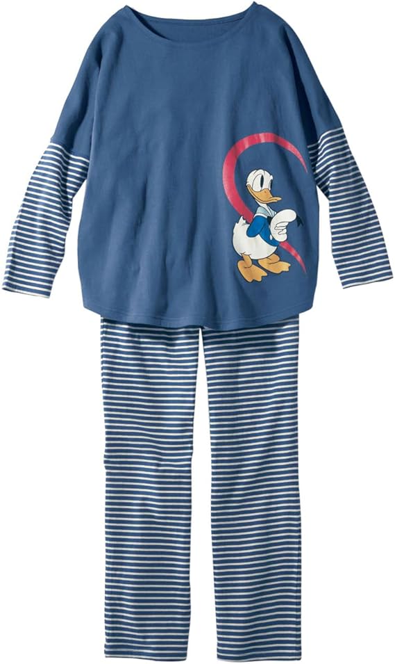 ベルメゾン ディズニー つながる綿１００ 長袖パジャマ レディース ドナルド デイジー ネイビー パジャマ ルームウェアセット 通販 Amazon