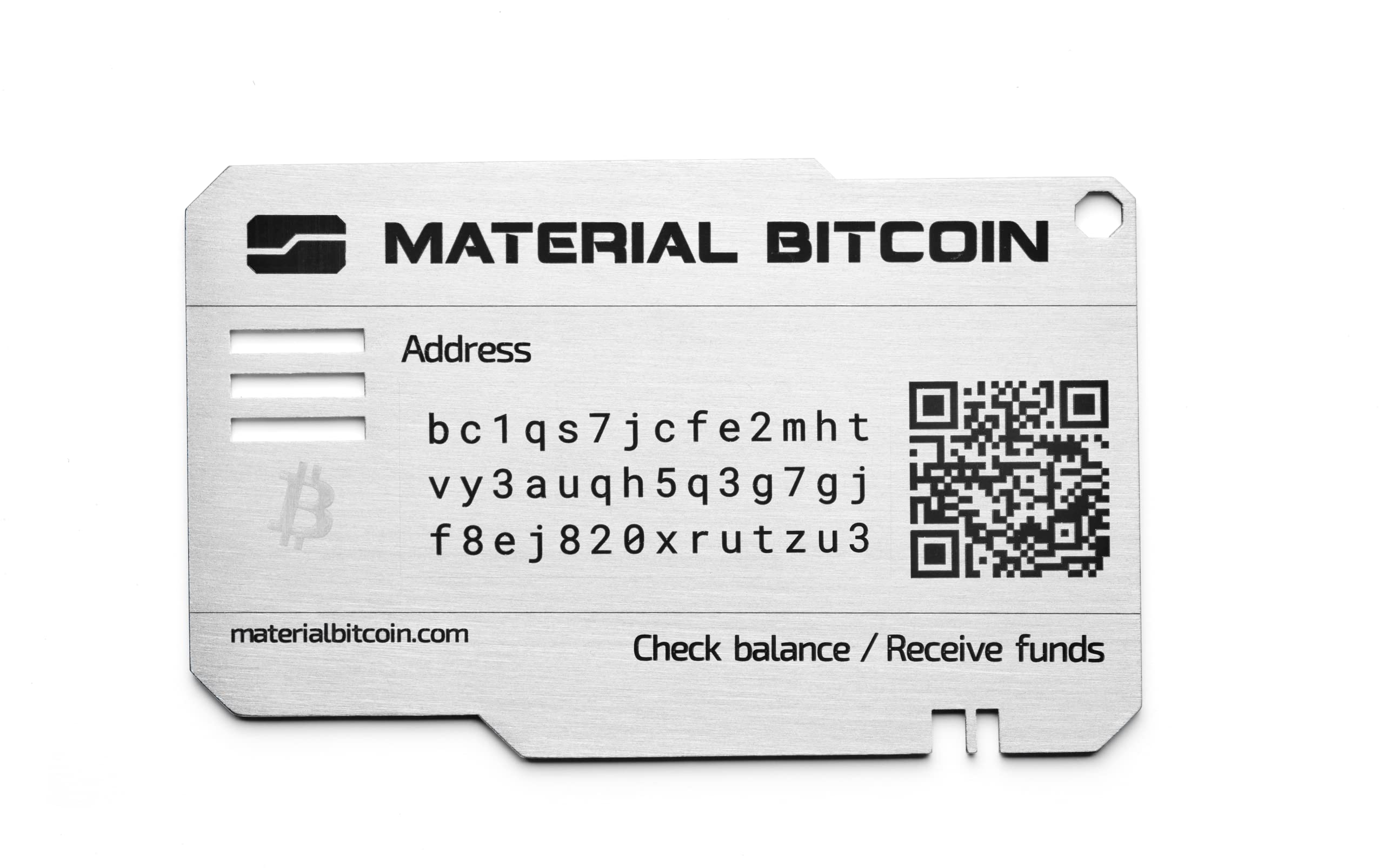 MATERIAL BITCOIN - Standard English Plate - Physical Bitcoin Wallet - Unhackable - Designed to last 200 years - Manufactured under strict Security and Privacy Measures