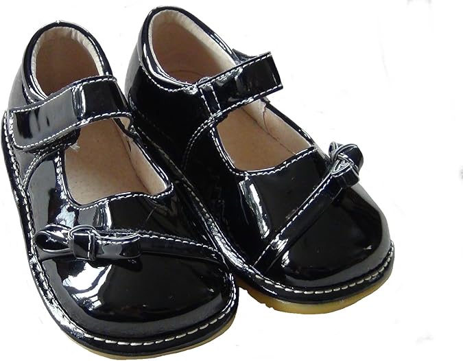 Girls Black Patent Shoes Toddler Shoes Girls Leather Squeaky Shoes UK