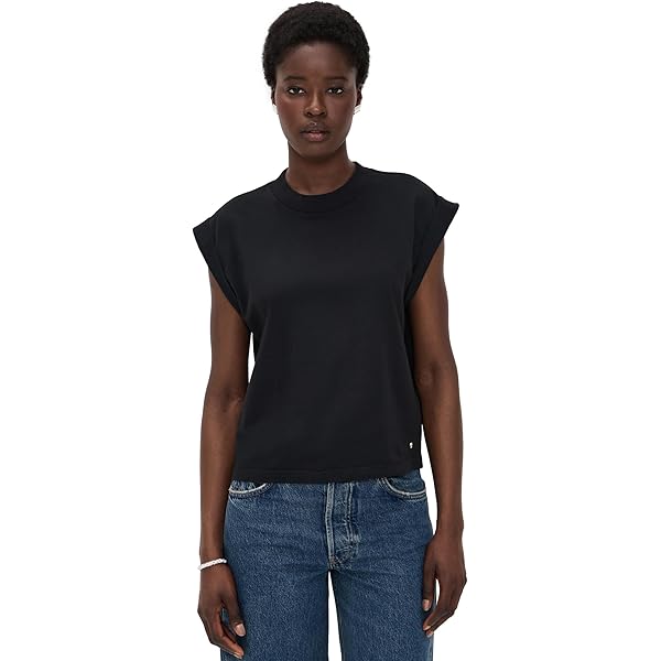 ANINE BING Women's Alessia Tee, Black, XS at Amazon Women's