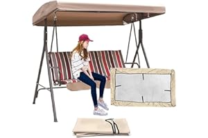 WZUOPG Outdoor Swing Canopy Replacement Cover 3 Seater 191x120x18cm/75x47x7'' Universal Patio Swing Cover,Waterproof Replacement Canopy Top Cover for Garden Swing Chair Patio Hammock