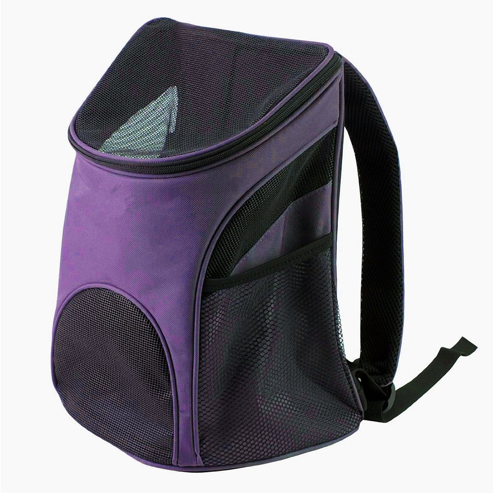 Multi-use Breathable Pet Backpack Cats and Dogs Pet bag Carrier Portable Mesh Pup Travel Dog House Airline Approved Hold Pet up to 10 lb (Purple)