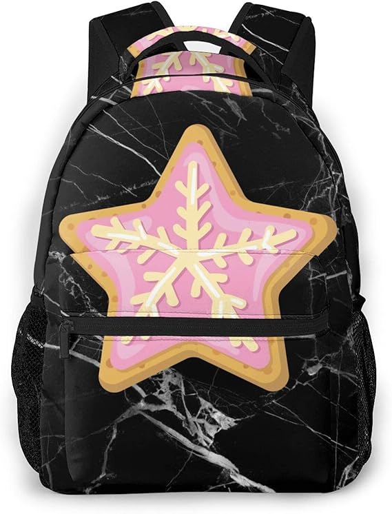 Cute Cookie Black Backpack Work Bags Waterproof Daypacks for Kids Boys