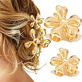 BARTOSI Gold Flower Hair Clips Small Metal Hair Claw Clips Fashion Hair Jaw Clip Hair Accessories for Women (Pack of 2)