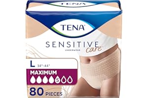 Tena Sensitive Care Adult Incontinence Underwear for Women, Maximum, L, 80 Count (Waist Size 34in-44in)
