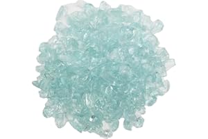 LUSTERING High Luster Crushed Glass Glitter, 6-9mm Fire Glass, Broken Glass, Glass Chips for Fire Pit Crafts DIY Epoxy Resin Art, Geode Painting, Vase Filler, Aquarium Garden Decoration,330g (Aqua)