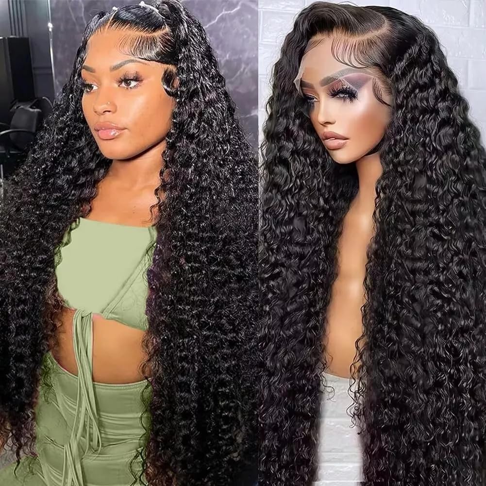Urshiney 13x4 Lace Front Wig Human Hair Kinky Curly 20 Inch Pre Plucked with Baby Hair Free Part Swiss Transparent Lace Wig for Black Women 180% Density Natural Color
