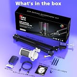 NJSJ USB Gaming Microphone Kit with Boom Arm RGB Monitoring Jack view 8