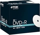 TDK T19494 4.7GB 16x Printable DVD+R Disc Jewel Case Pack of 10 view 1