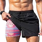 Dunefluvioso Men's Swim Trunks with Compression Liner 3.5" Quick Dry Bathing Suit Boardshorts for Men