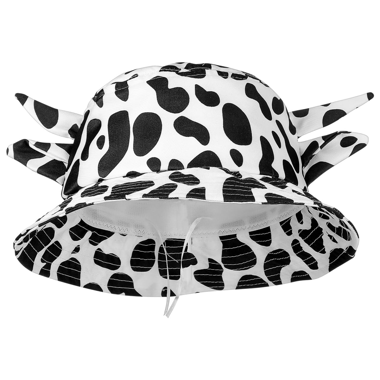 SOIMISS Cow Bucket Hat Reversible Fisherman-Cap with Cute Horn Ears Cotton Summer Sun Cap Hat for Women Teen Girl