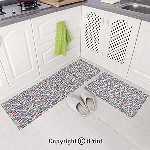 Juego de 2 Alfombrillas de Cocina Antideslizantes de 15 x 47 Pulgadas
