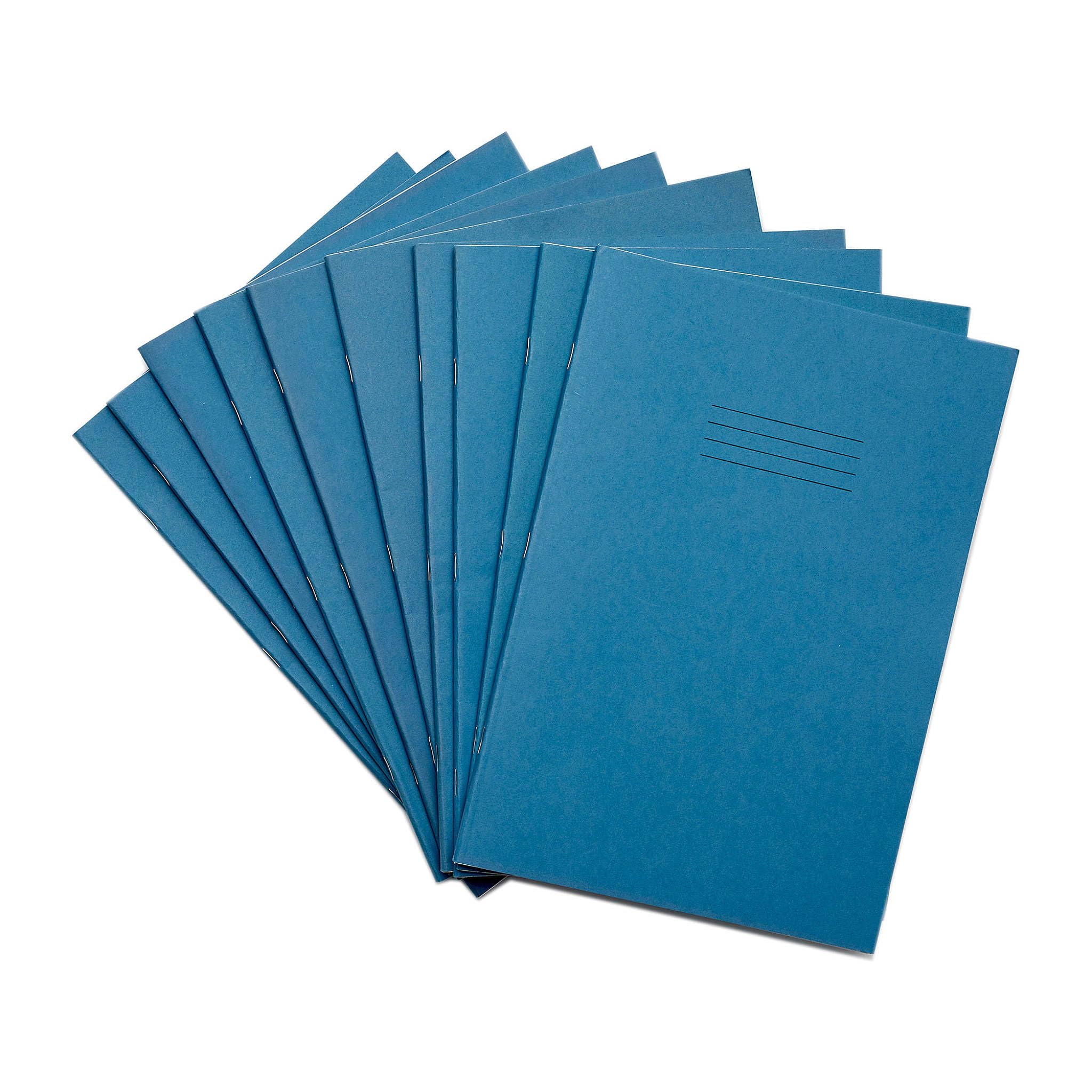Rhino A4 Tinted Exercise Book, Light Blue Cover with Cream Coloured Paper, 10-Pack, 48-Page / 12mm Lined with Margin Dyslexia & SEN Notebook Aids & Resources